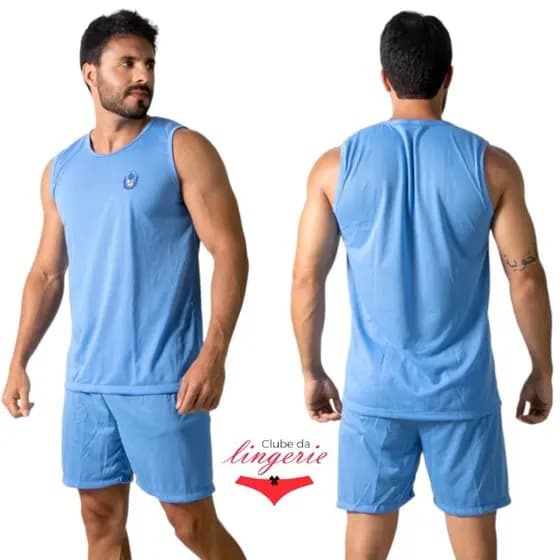 Pijama Masculino Malha Premium Regata Com Short Leve Respirável Verão Casual do P ao GG ref 072