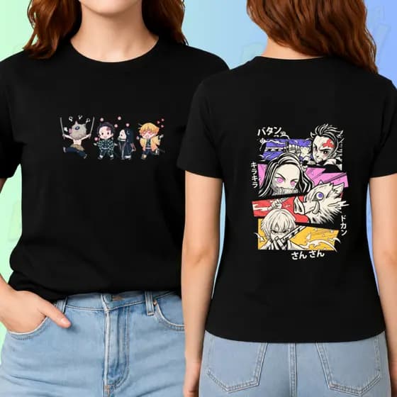Camiseta DEMON SLAYER - Kimetsu NoYaiba - anime - tanjiro / nezuko / inosuke / zenitsu - grupo2
