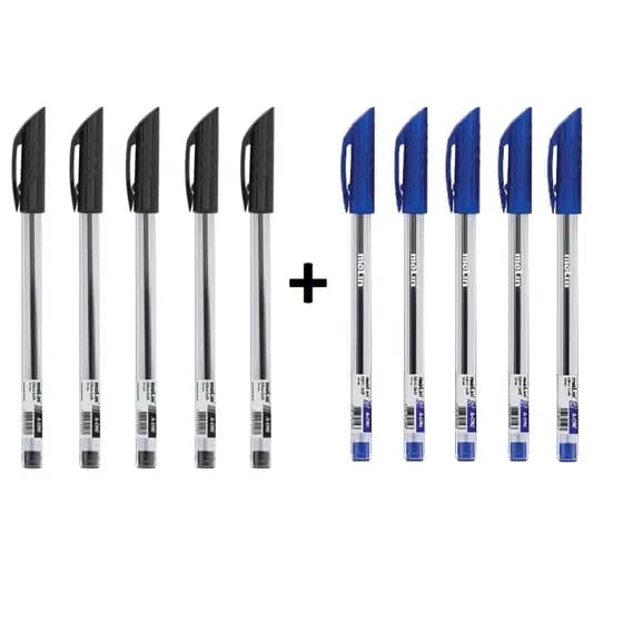 10 CANETAS A-ONE SUAVE 1.0MM 5 AZUL + 5 PRETA MOLIN
