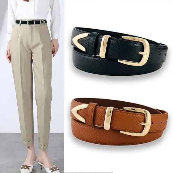 Senhoras cinto Retro preto ins estilo fivela dourada Jeans cinto estilo fino All-Match calças cinto feminino