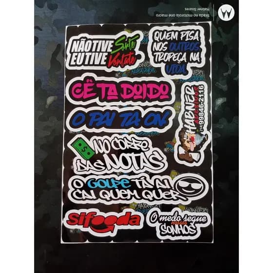 Cartelas De Adesivos Carro Moto Caminhão Bike