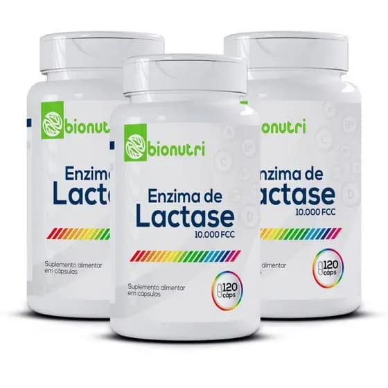 Kit com 3 Lactose Enzima Lactase 120 Cápsulas 500mg Para Intolerância a Lactose
