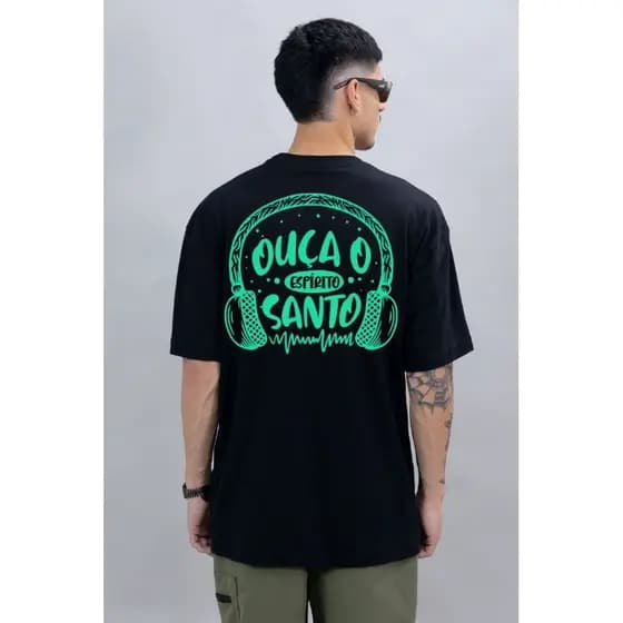 Camiseta masculina oversized, camiseta cristã, camiseta unissex 100% Algodão estampada - Lançamento