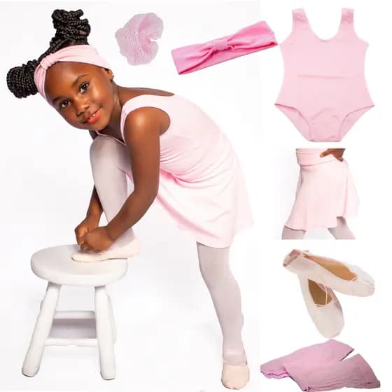 Roupa de Bailarina Ballet Iniciantes Balé Clássico Conjunto de Ballet Lindo Pequenas Bailarinas kit de Balé Rosa com Sapatilha de Ballet