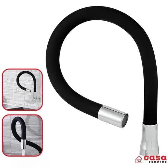 Cano Tubo Silicone flexível Torneira Preto 3/4 Polegadas Bico Cromado