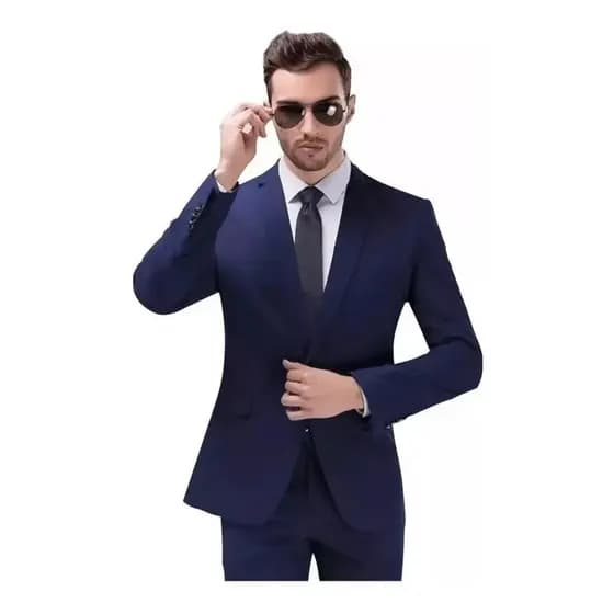 Terno Slim Masculino Executivo de Luxo Azul Marinho - ( Calça + Blazer )