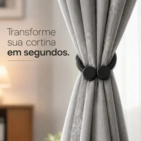 2 Prendedores de Cortina Preto Moderno Minimalista Ideal para 2 metros Largura Sala Cozinha Quarto