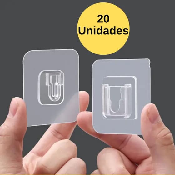 Gancho Adesivo Dupla Face Super Forte Ate 3kg Sem Furos Pregos Banheiro E Cozinha Sala
