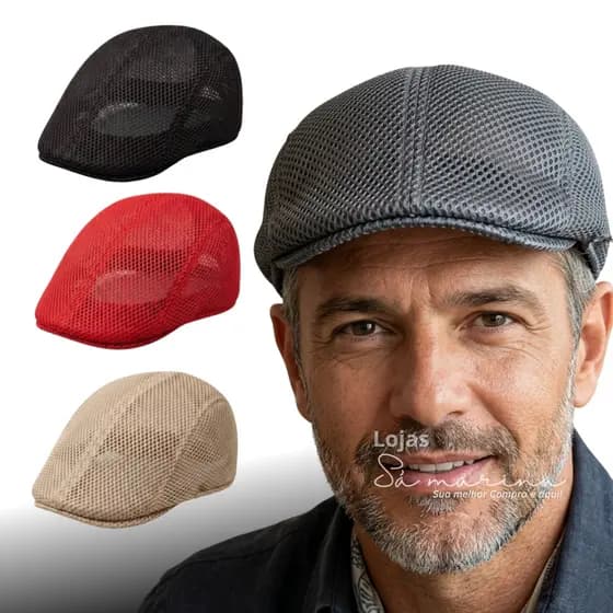 Boina Italiana Masculina De Tela Mesh Respirável Verão Slim BOINA TELA
