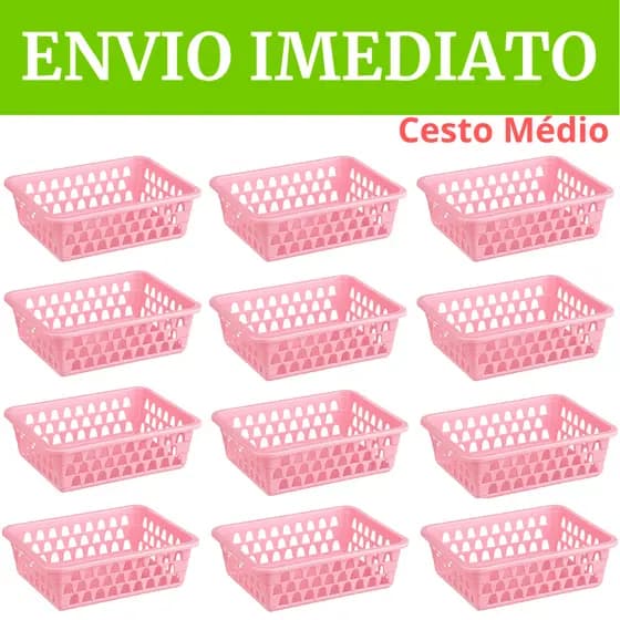 KIT CESTO ORGANIZADOR - CESTO MÉDIO MULTIUSO GAVETA ARMARIO LOJA LABORATORIO