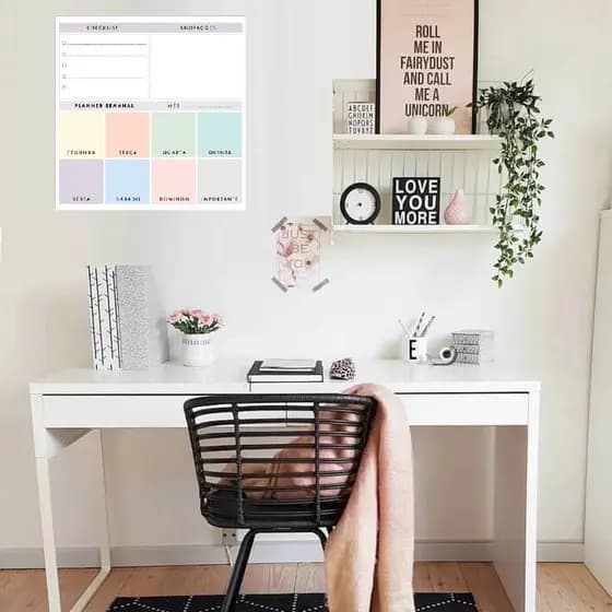 Quadro Lousa Magnética Planner Recados - Modelo 3 Checklist