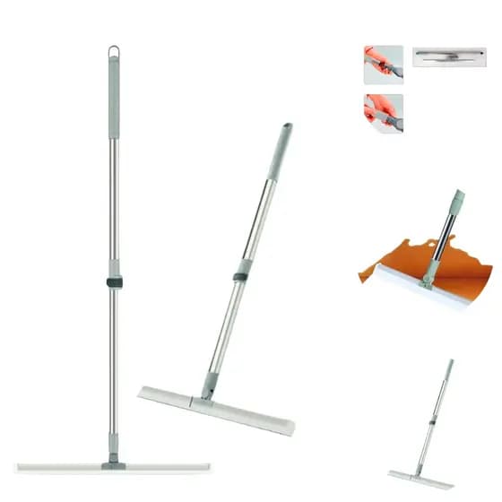 Vassoura Rodo Mágico Silicone Inox Flexível 180° Limpeza