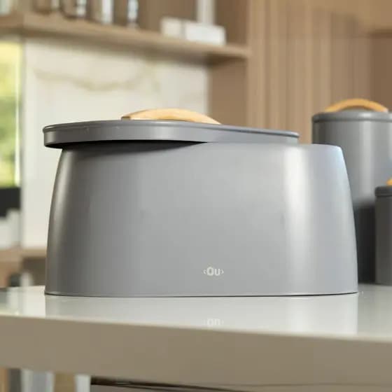 Porta Pão Com Alças Pote de Alimentos Sense Bege Chumbo Ou
