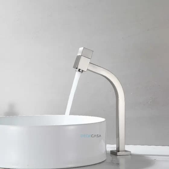 Torneira Link 45º Quadrada Luxo Alta Banheiro Lavabo Escovada Cromada Preta Dourada