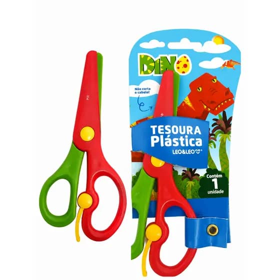 TESOURA PLÁSTICA LEO E LEO- DINO INFANTIL ESCOLAR