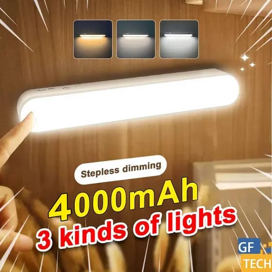 Luminária Para Quarto Sem Fio Touch Magnética LED Trícolor 12h Recarregável Portátil