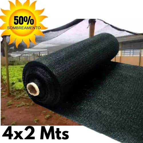 Tela Sombrite 50% 4x2 Mts para Horta Jardim Orquidário Estufa Viveiro Proteção UV Alta Resistência