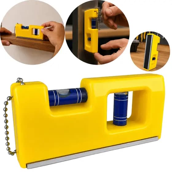 Nível Mini Magnético 2 Bolhas De Bolso Precisão Chaveiro 10cm Com Base de Ímã