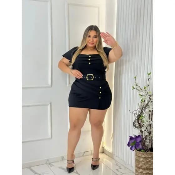 Conjunto Plus Size Short Saia Cropet Feminino Laycra Verão Pawor