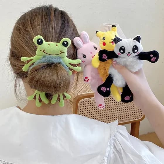 Faixa De Cabeça Fofa De Desenho Animado De Porco Com Cabelo Elástica De Pelúcia , De Estudante Gato Peludo Infantil