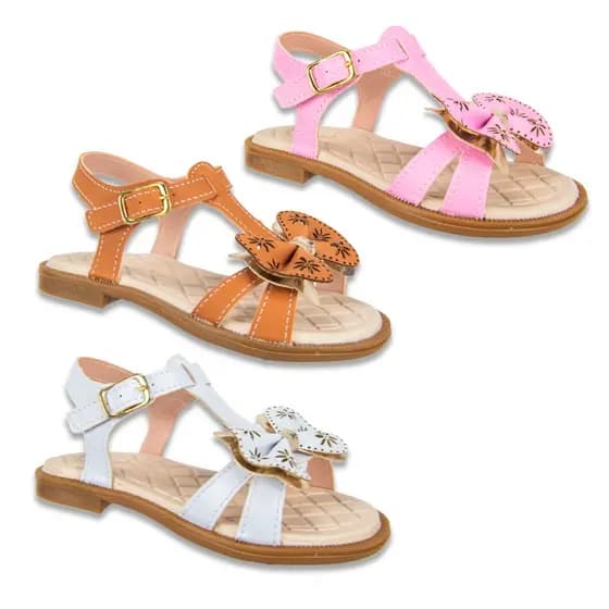 Sandália Infantil Menina feminina Casual Com Laço Rasteira Antederrapante 20 ao 27 /960P