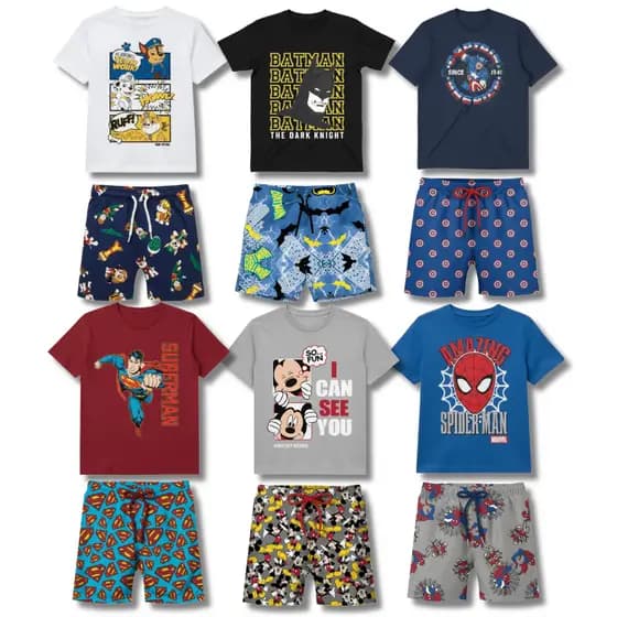Kit 4 Peças Roupa Conjunto Infantil Masculino 2 Camisetas + 2 Bermudas Menino Verão