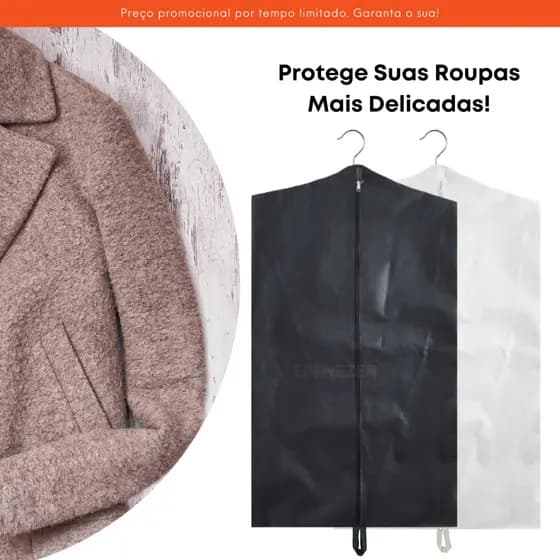 Capa Impermeável Para Terno Jaqueta Com Zíper Antimofo Organizador para guarda roupa TNT