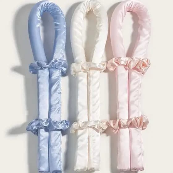 Modelador de Cachos em Cetim 2 Scrunchies Heatless Curls Sem Fonte de Calor Para Todo Tipo de Cabelo
