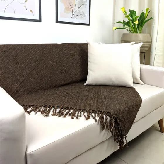 Manta Para Sofá Gigante Decorativa Marrom e Caramelo 240x180