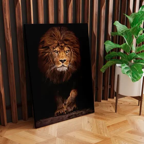Quadro Decor Leão com Borda Infinita e tamanho grande 100cm x 80cm em em Canvas Tela de Quadro