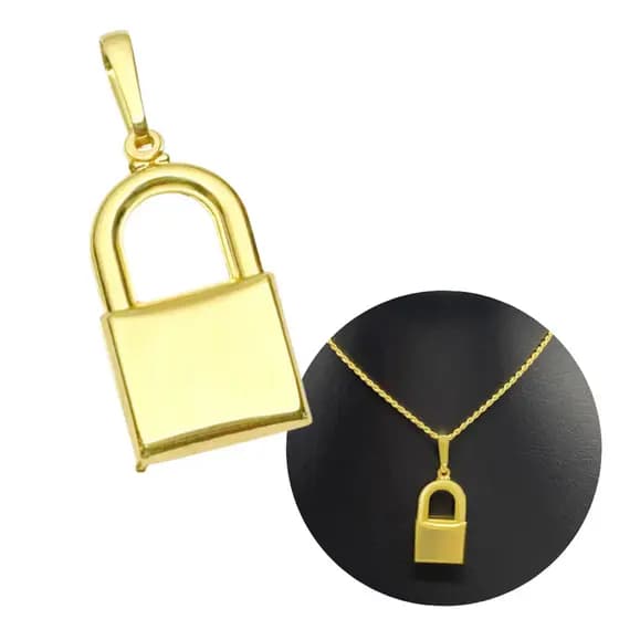 Pingente Unissex Cadeado Banhado a Ouro 18k - Garimpo de Ouro