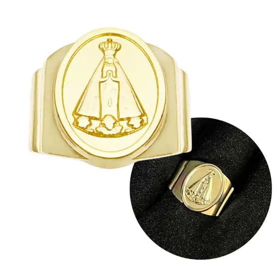 Dedeira de Ouro 18K Nossa Senhora em Relevo Banhado - Garimpo de Ouro