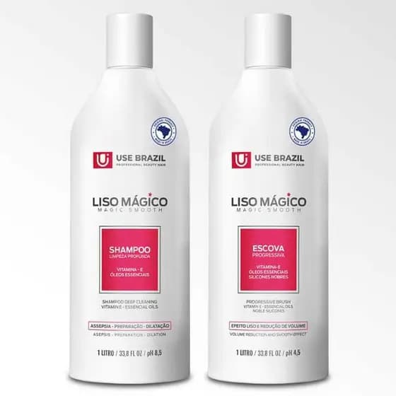 Escova Progressiva Liso Mágico Shampoo + Gloss 1L - Uso Profissional