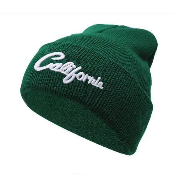 Gorro Masculino Tricotado Com Bordado 3D Para Outono/Inverno