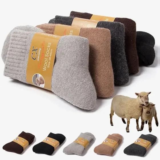 1 Par Inverno Quente Meias Femininas Lã Merino Masculino Super Mais Grosso Sólido Contra Frio Térmico Pelúcia Grossa Nev