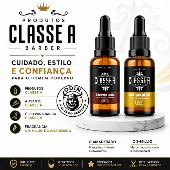 Kit 6x Óleo Para Barba 30ml Classe A Possui Hidratantes e Fortalece Os Fios Óleo Para Barba Classe A