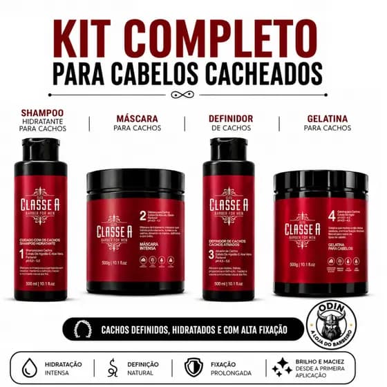 KIT CACHOS PROFISSINAL 4 PRODUTOS PARA CACHOS Kit para Cabelos Cacheados Kit Definição de Cachos