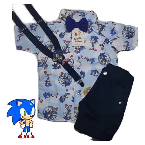 Conjunto Sonic Temático Luxo Festa Aniversário Fantasia