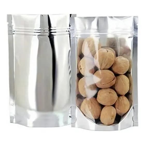 Saco Stand Up Pouch Prata Com Visor C/50 Unidades Embalagem para alimentos