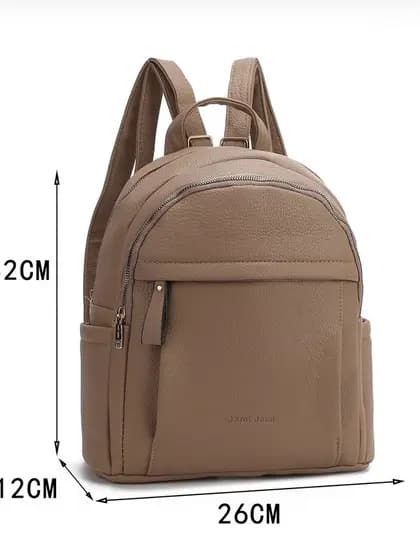 JAMI JAMI Bolsa Feminina Simples Com Grande Capacidade Elegante Mochila De Couro PU Estilo Casual B709
