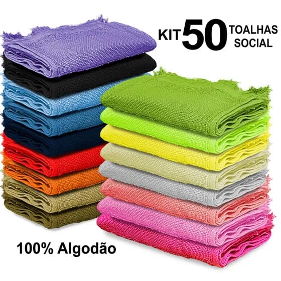 50 Toalha Social Escolar Academia Manicure 100% Algodão 20x30cm