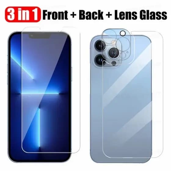 Kit iPhone Pelicula de vidro 3D + Película Câmera traseira + pelicula traseira iPhone XR XS MAX 11 12 13 14 15 promaz
