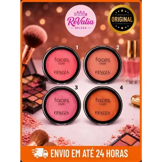 Blush Compacto Fenzza | Make Profissional | Toque Natural e Pele Iluminada | Cores Variadas