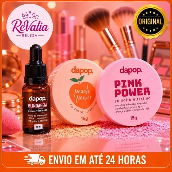 Kit Blindagem Dapop Pó Solto Pink Power Rosa Mosqueta ou Pêssego