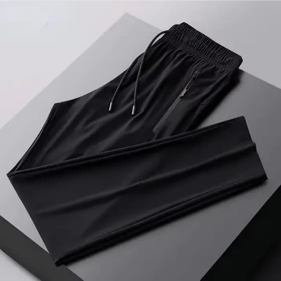 Calça esportiva casual de verão masculina seda gelada fina rápida secagem solta para corrida e exercícios ao ar livre