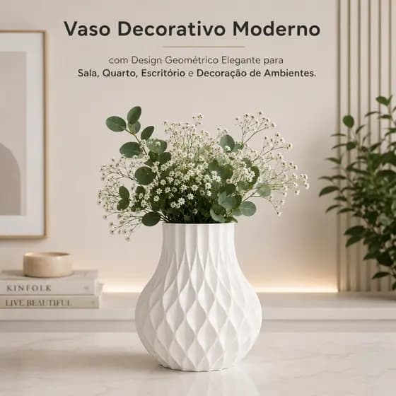 Vaso Decorativo Moderno com Design Geométrico Elegante para Sala, Quarto, Escritório e Decoração de Ambientes