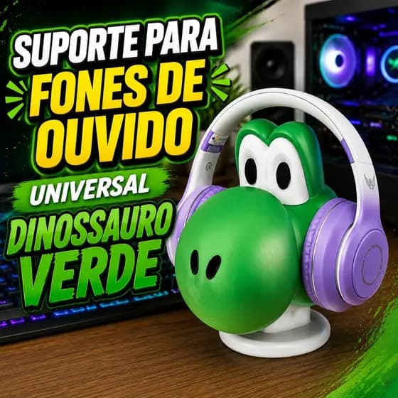 Suporte De Mesa Para Fone Headset Modelo Dinossauro Gamer - Setup Gamer Geek
