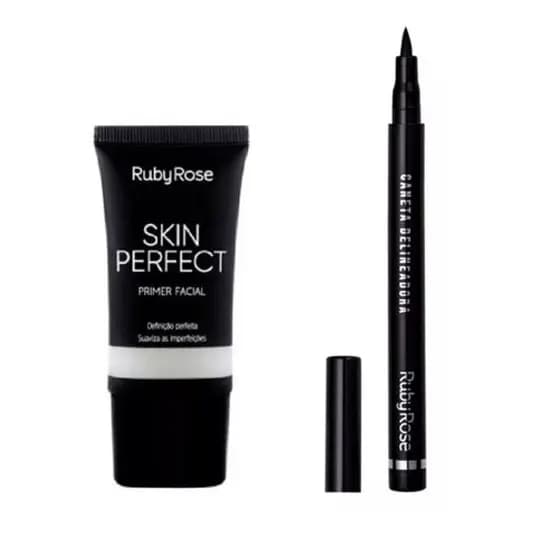 Kit Primer Facial Ruby Rose Skin Perfect HB8086 + Caneta Delineadora Professional Ruby Rose Hb090