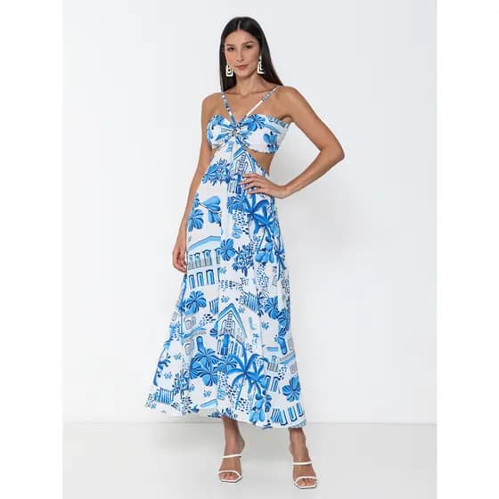 Vestido Longo Estampa Floral Diva