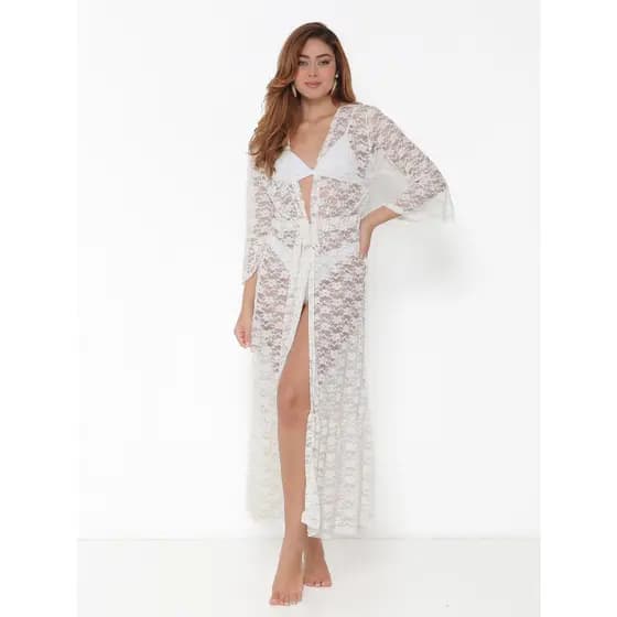 VESTIDO Saida LONGA RENDA DE PRAIA BRANCA